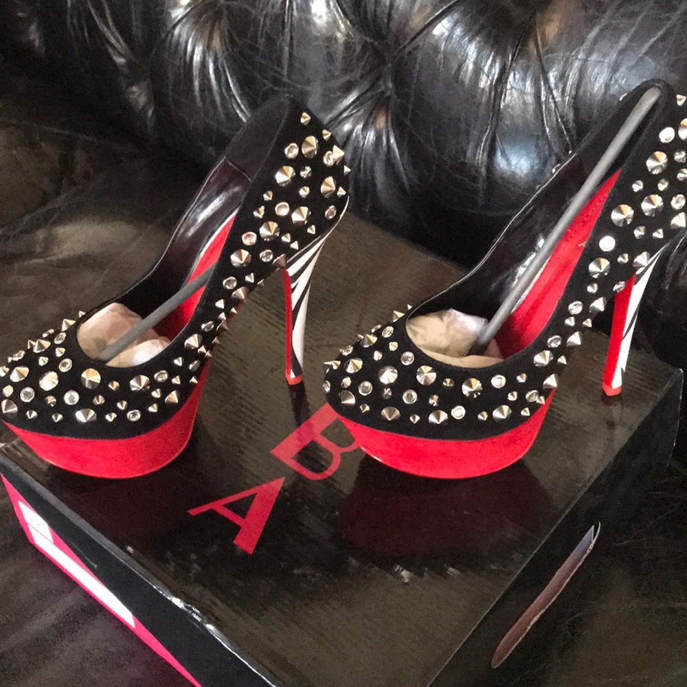NWT ALBA high hills SHUES bottom RED - Picture 6 of 8